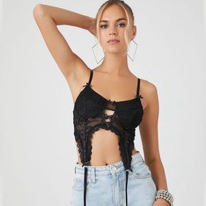 Forever 21 Lace Ribbon Crop Top